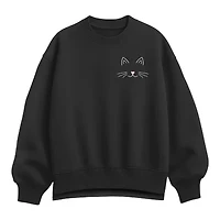 Cat Face Womens Crew Neck Long Sleeve Pullover Sweater