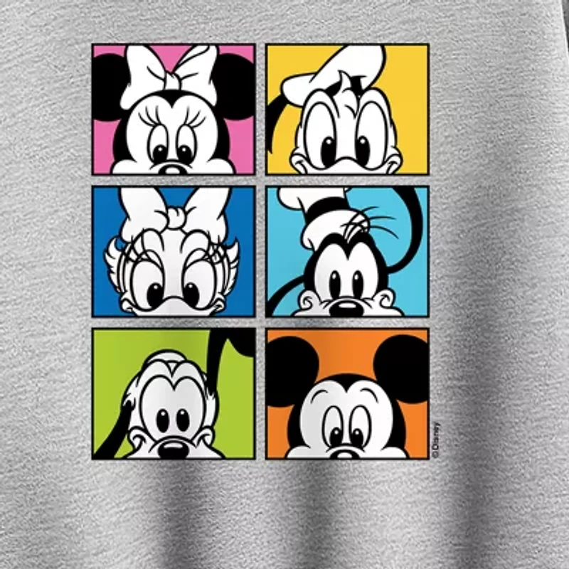 Character Grid Womens Crew Neck Long Sleeve Mickey and Friends Pullover Sweater