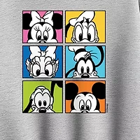 Character Grid Womens Crew Neck Long Sleeve Mickey and Friends Pullover Sweater