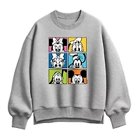 Character Grid Womens Crew Neck Long Sleeve Mickey and Friends Pullover Sweater