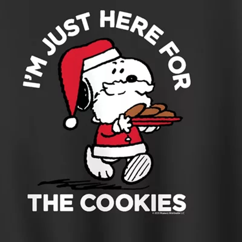 Here For The Cookies Womens Crew Neck Long Sleeve Snoopy Pullover Sweater