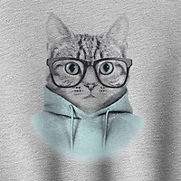 Hipster Cat Womens Crew Neck Long Sleeve Pullover Sweater