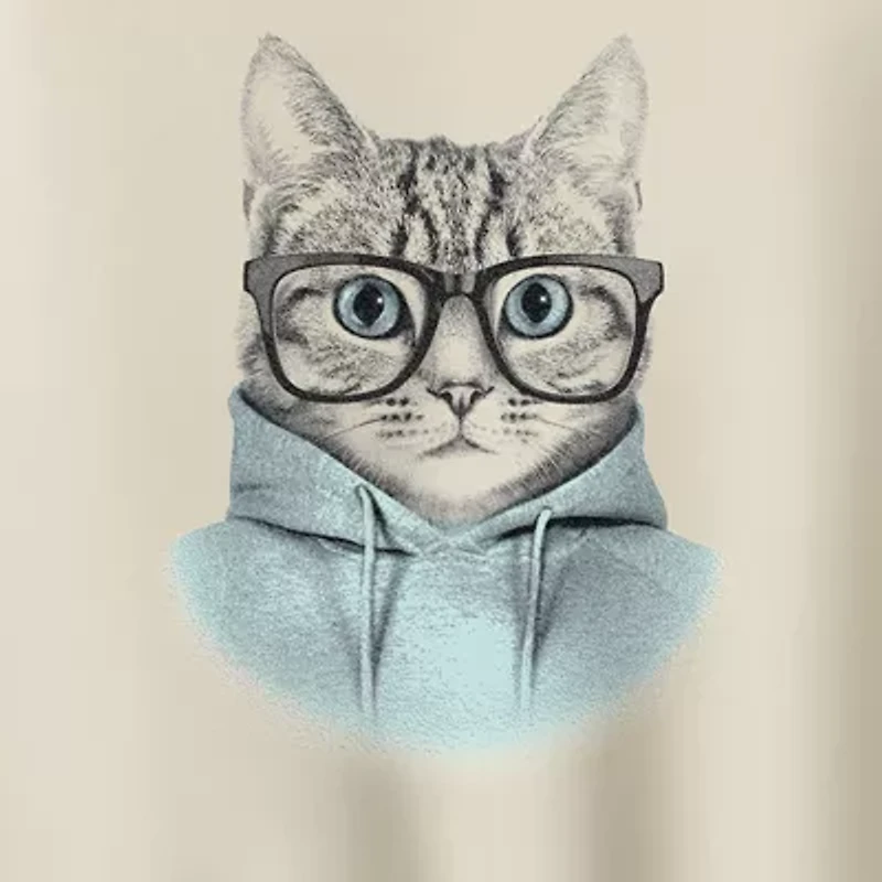 Hipster Cat Womens Crew Neck Long Sleeve Pullover Sweater