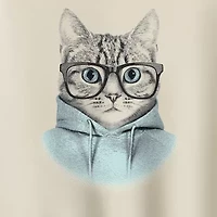 Hipster Cat Womens Crew Neck Long Sleeve Pullover Sweater