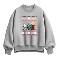 Christmas Sweater Womens Crew Neck Long Sleeve Peanuts Pullover