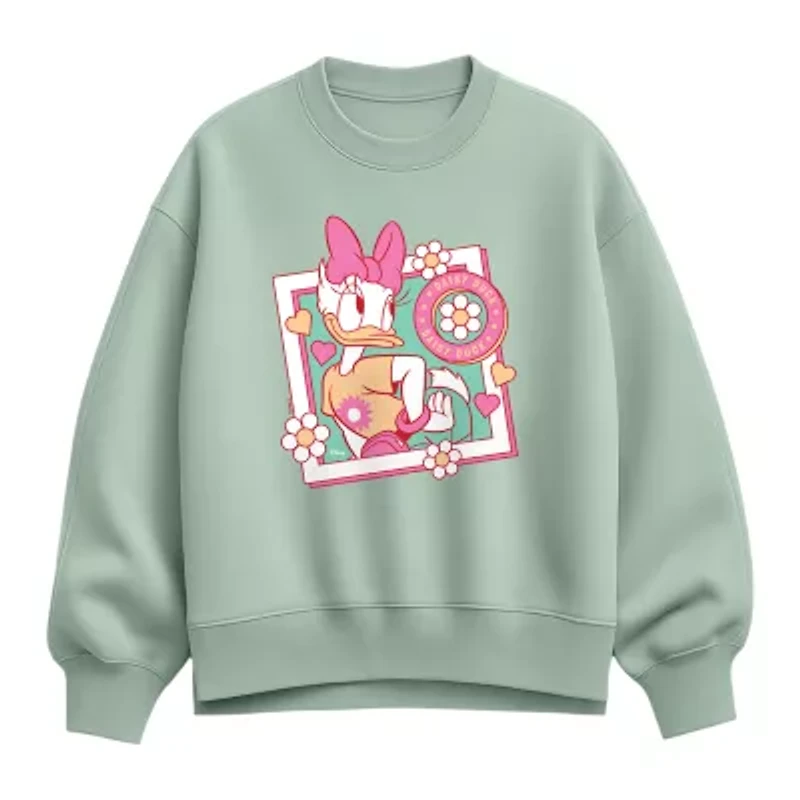 Daisy Frame Womens Crew Neck Long Sleeve Daisy Duck Pullover Sweater
