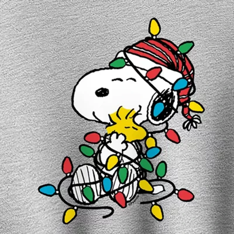 Christmas Lights Womens Crew Neck Long Sleeve Snoopy Pullover Sweater