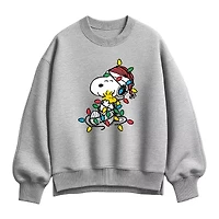 Christmas Lights Womens Crew Neck Long Sleeve Snoopy Pullover Sweater