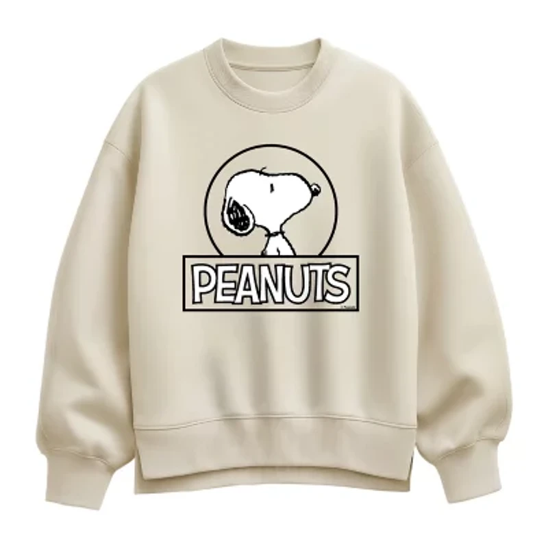 Peanuts Logo Womens Crew Neck Long Sleeve Peanuts Pullover Sweater