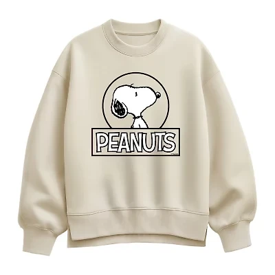 Peanuts Logo Womens Crew Neck Long Sleeve Peanuts Pullover Sweater