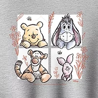 Pooh Character Grid Womens Crew Neck Long Sleeve Winnie The Pullover Sweater