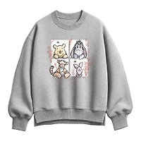Pooh Character Grid Womens Crew Neck Long Sleeve Winnie The Pullover Sweater