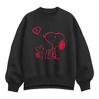 Snoopy Broken Heart Womens Crew Neck Long Sleeve Snoopy Pullover Sweater