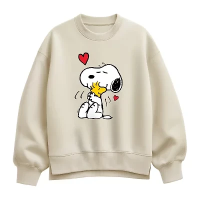 Snoopy Hug Womens Crew Neck Long Sleeve Snoopy Pullover Sweater