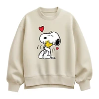 Snoopy Hug Womens Crew Neck Long Sleeve Snoopy Pullover Sweater
