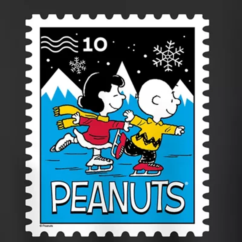 Charlie Lucy Skating Womens Crew Neck Long Sleeve Peanuts Pullover Sweater