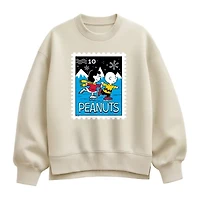 Charlie Lucy Skating Womens Crew Neck Long Sleeve Peanuts Pullover Sweater