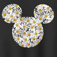 Mickey Head Daisies Womens Crew Neck Long Sleeve Mouse Pullover Sweater