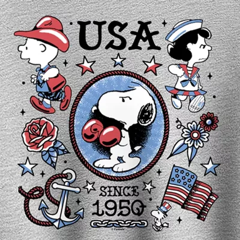 Peanuts Usa Tattoos Womens Crew Neck Long Sleeve Pullover Sweater