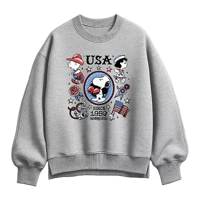 Peanuts Usa Tattoos Womens Crew Neck Long Sleeve Pullover Sweater