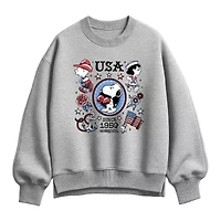 Peanuts Usa Tattoos Womens Crew Neck Long Sleeve Pullover Sweater