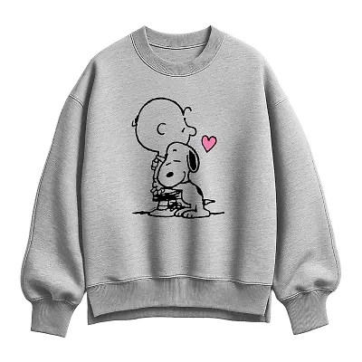 Charlie Hug Womens Crew Neck Long Sleeve Snoopy Pullover Sweater