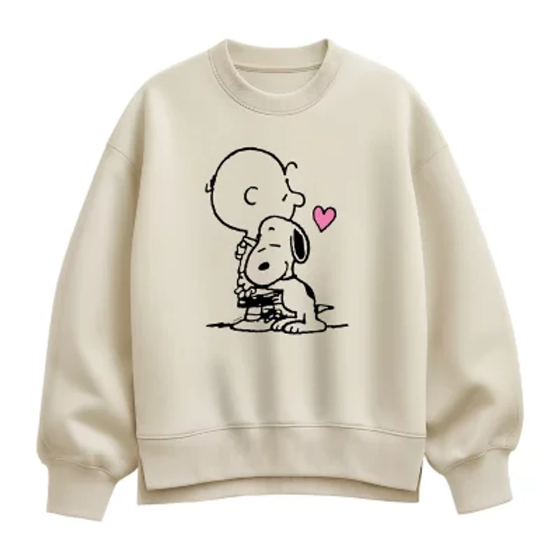 Charlie Hug Womens Crew Neck Long Sleeve Snoopy Pullover Sweater