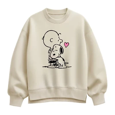 Charlie Hug Womens Crew Neck Long Sleeve Snoopy Pullover Sweater