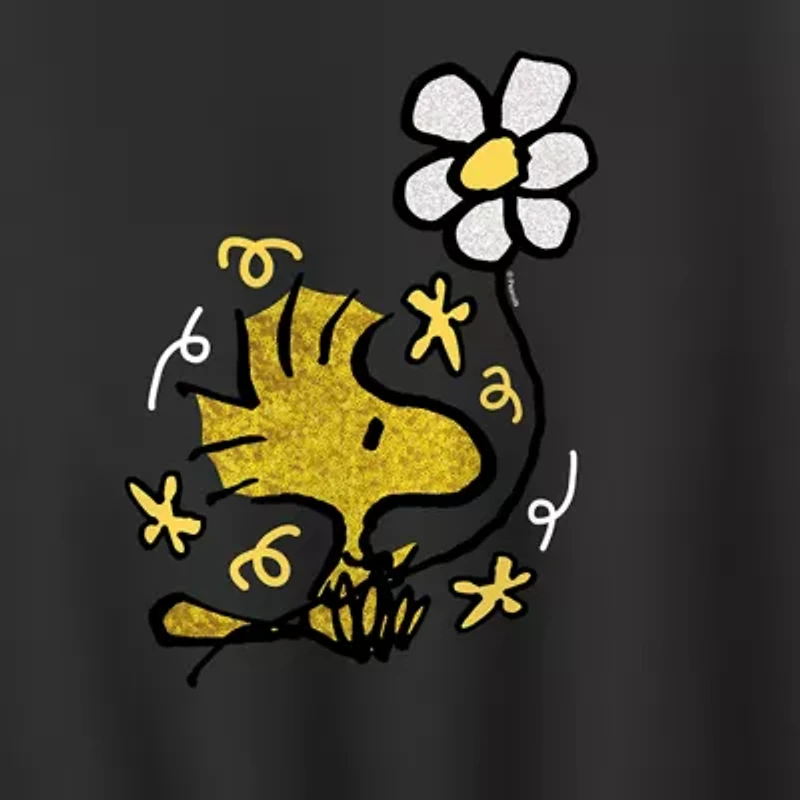 Woodstock Flower Womens Crew Neck Long Sleeve Peanuts Pullover Sweater