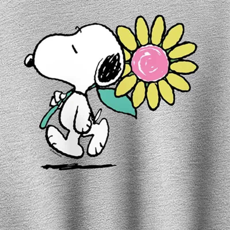 Snoopy Daisy Womens Crew Neck Long Sleeve Pullover Sweater
