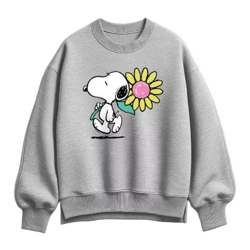 Snoopy Daisy Womens Crew Neck Long Sleeve Pullover Sweater
