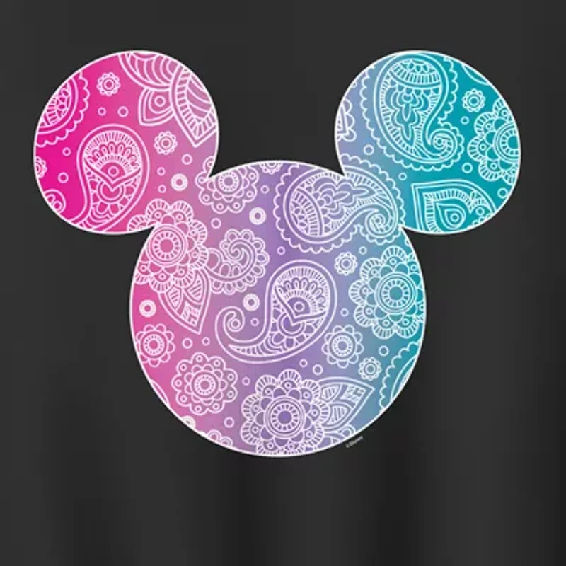 Mickey Head Bandana Womens Crew Neck Long Sleeve Mouse Pullover Sweater