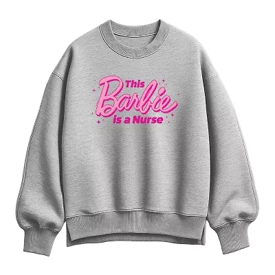 Womens Crew Neck Long Sleeve Barbie Pullover Sweater