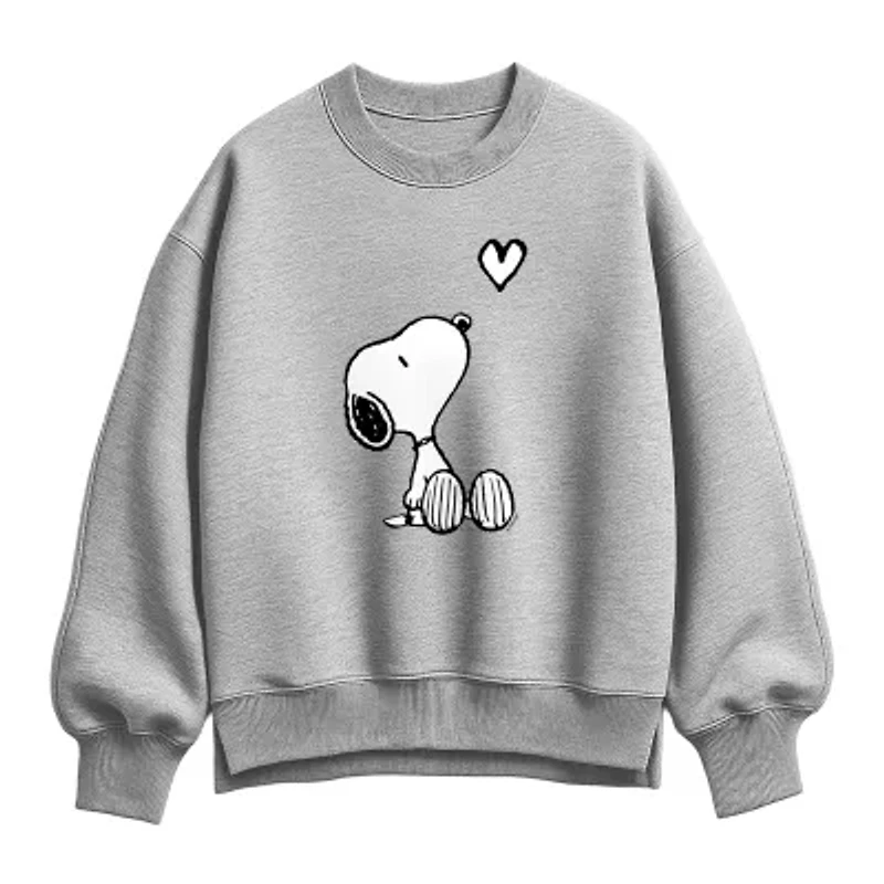 Snoopy Heart Womens Crew Neck Long Sleeve Pullover Sweater