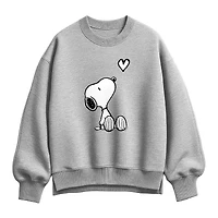Snoopy Heart Womens Crew Neck Long Sleeve Pullover Sweater