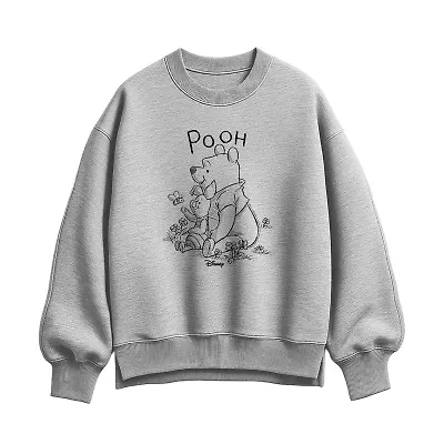 Womens Crew Neck Long Sleeve Winnie The Pooh Pullover Sweater