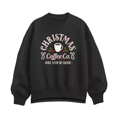 Christmas Coffee Co Womens Crew Neck Long Sleeve Pullover Sweater