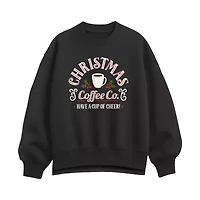 Christmas Coffee Co Womens Crew Neck Long Sleeve Pullover Sweater