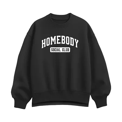 Homebody Social Club Womens Crew Neck Long Sleeve Pullover Sweater
