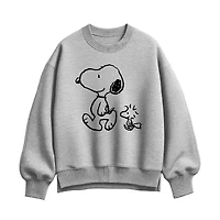 Womens Crew Neck Long Sleeve Peanuts Pullover Sweater