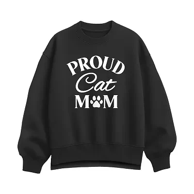 Proud Cat Mom Womens Crew Neck Long Sleeve Pullover Sweater