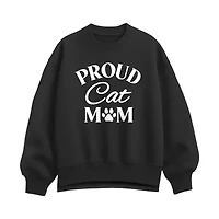 Proud Cat Mom Womens Crew Neck Long Sleeve Pullover Sweater