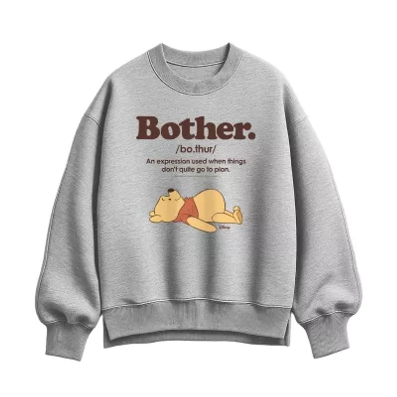 Womens Crew Neck Long Sleeve Winnie The Pooh Pullover Sweater