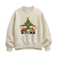 Womens Crew Neck Long Sleeve Peanuts Pullover Sweater