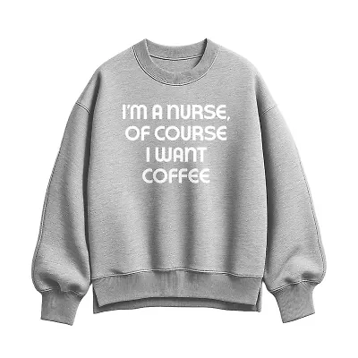 Nurse Coffee Womens Crew Neck Long Sleeve Pullover Sweater