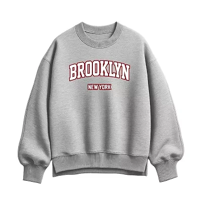 Brooklyn Ny Womens Crew Neck Long Sleeve Pullover Sweater