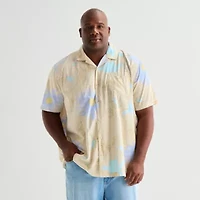 mutual weave Mens Short Sleeve Big and Tall Camp Shirt