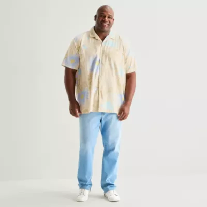 mutual weave Mens Short Sleeve Big and Tall Camp Shirt