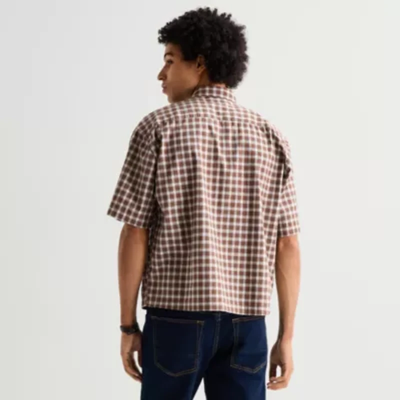 Arizona Mens Short Sleeve Regular Fit Button-Down Shirt