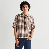 Arizona Mens Short Sleeve Regular Fit Button-Down Shirt
